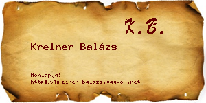 Kreiner Balázs névjegykártya